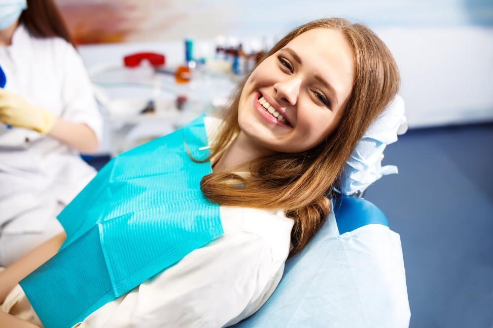 woman smiling in dental chair